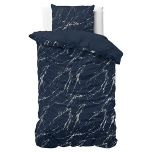 Dekbedovertrek Glamour Marble - Eenpersoons (140x200 cm) - Blauw Microvezel - Dessin: Patroon, Luxe - Sleeptime - Dekbed-Discounter.nl