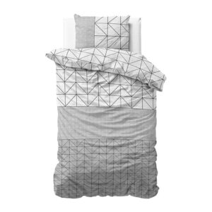 Flanellen Dekbedovertrek Geometric Grijs - Eenpersoons (140x200 cm) - Grijs - Dessin: Patroon, Modern - Sleeptime Elegance - Dekbed-Discounter.nl